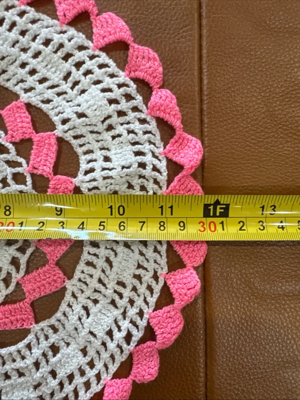 VTG Crochet Doily Lot of 3 Pink White Handmade Round Square Cottagecore Decor